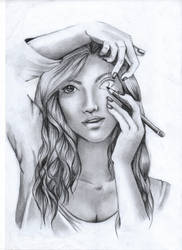 182x250 girl drawing herself - Girl Drawing Herself