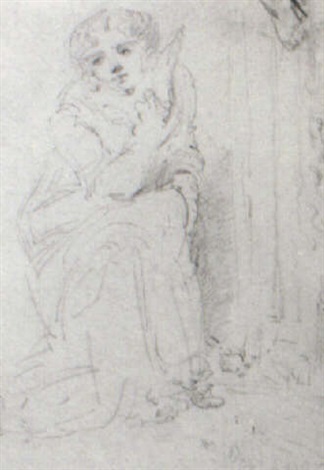 324x470 study of a young girl warming herself - Girl Drawing Herself