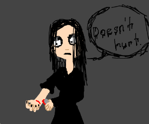 300x250 girl cuts herself and says it doesn't hurt! drawing - Girl Drawing Herself