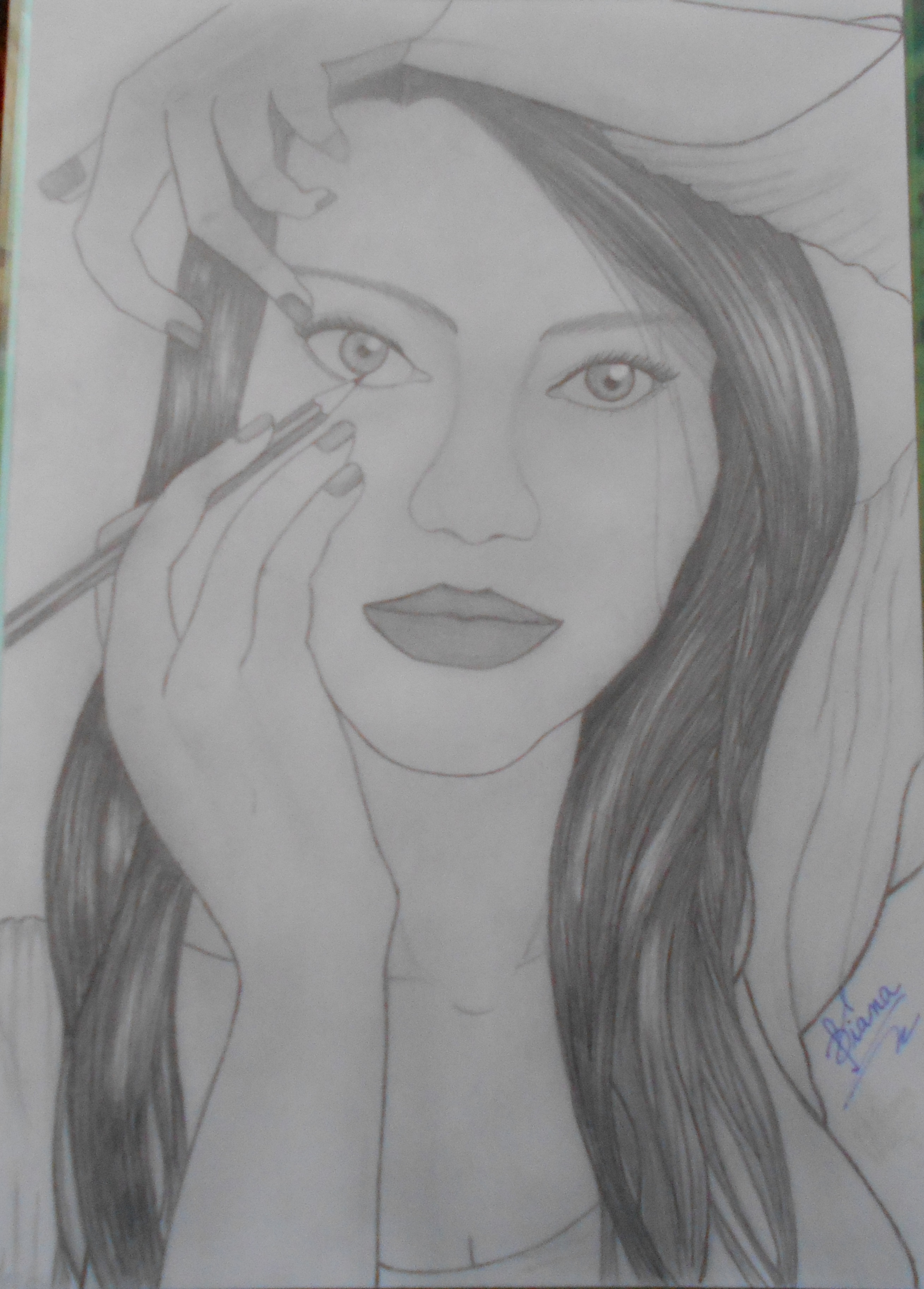 2617x3648 drawing herself diana a stana - Girl Drawing Herself