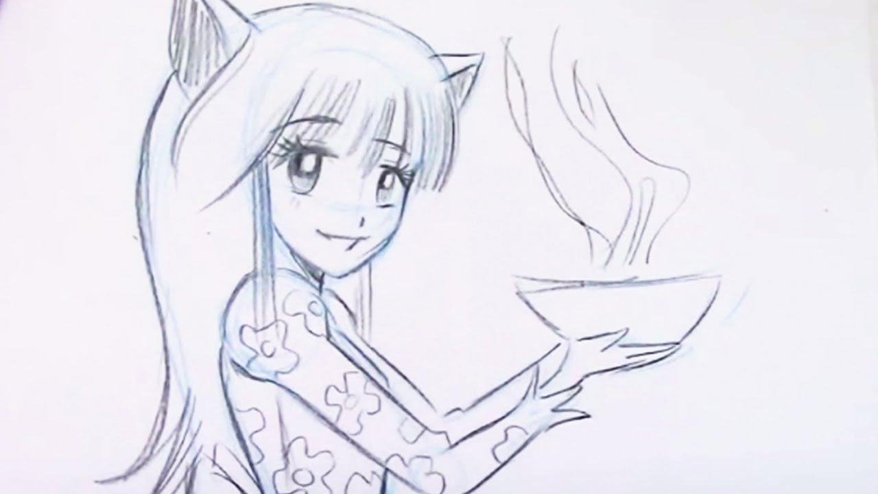 1280x720 Draw Manga Cat Girl - Girl Drawing Manga
