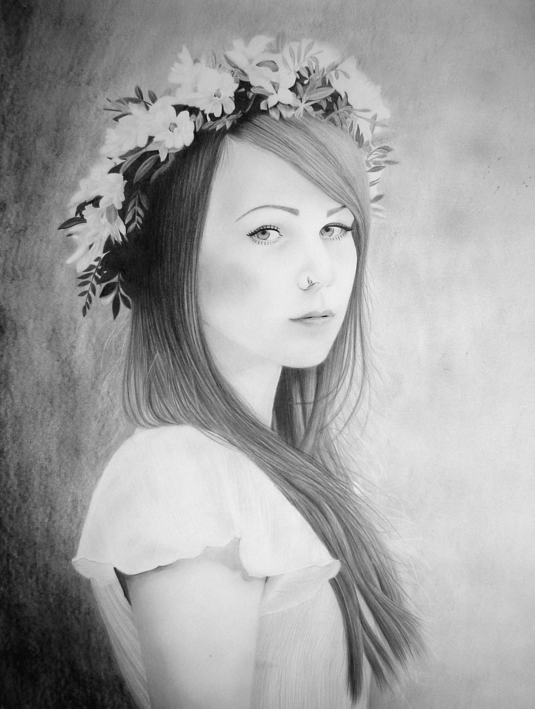 778x1031 Eric Stavros Artwork Spring Girl Original Drawing Pencil - Girl Drawing Pencil