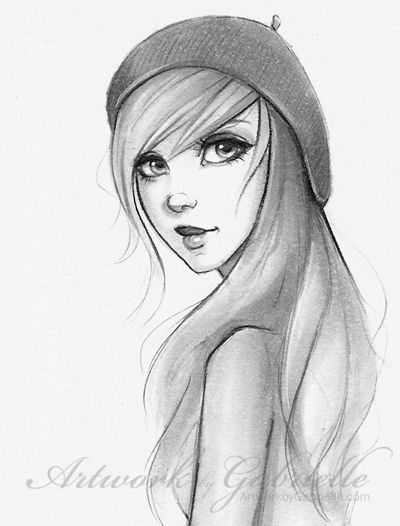 400x526 Art Drawing Eyes Girl Hair - Girl Drawing Photo