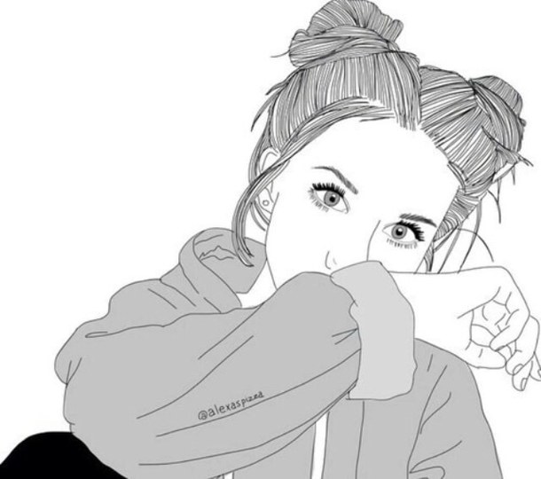 610x540 Sketch Girl Black And White - Girl Drawing Picture