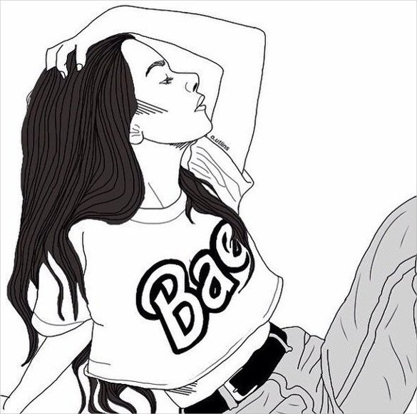 585x581 Cool Girl Pictures To Draw - Girl Drawing Picture