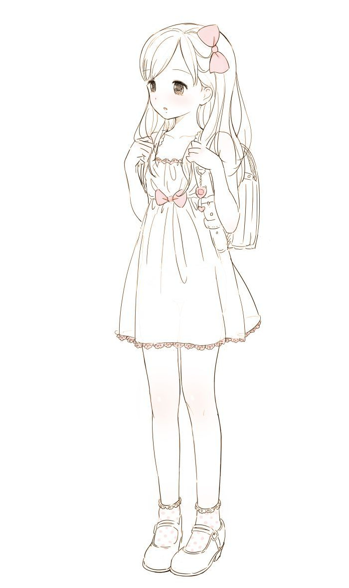 700x1178 Simple Anime Girl Sketch Full Body - Girl Drawing Simple