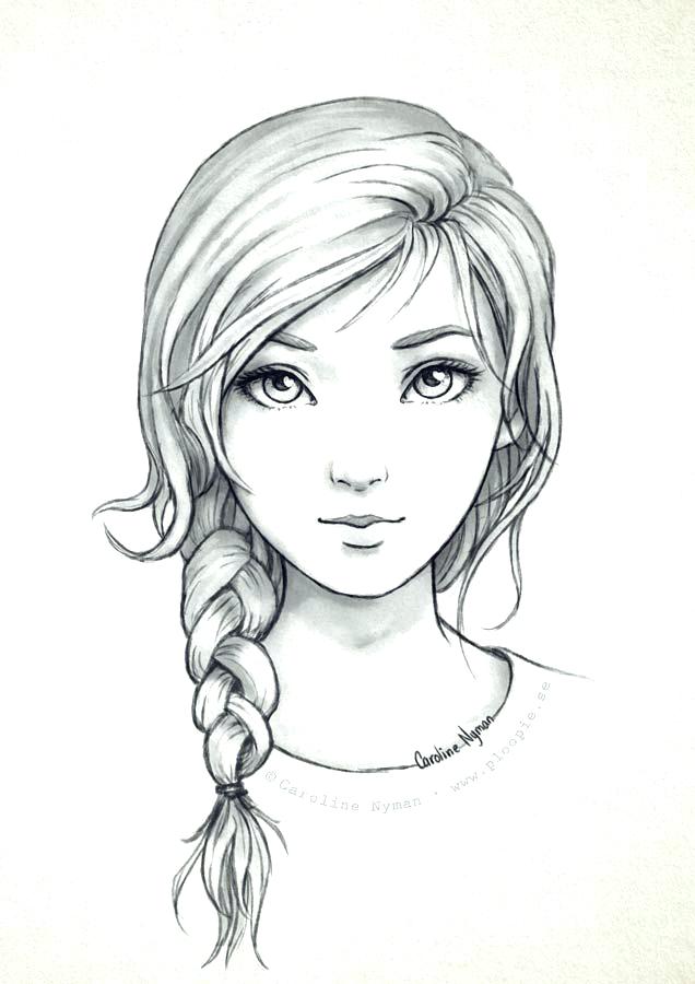 Girl Drawing Simple at PaintingValley.com | Explore collection of Girl ...