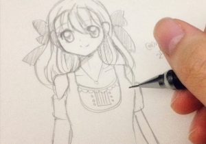 300x210 Simple Girl Sketch Step - Girl Drawing Simple