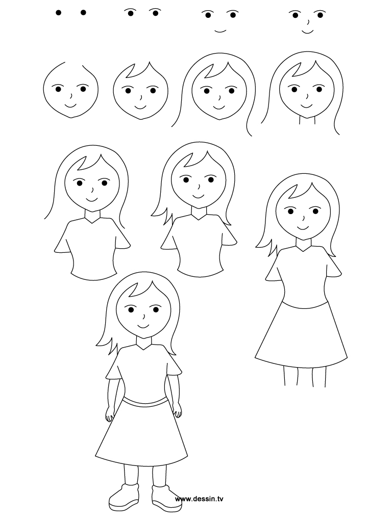 768x1024 Drawing Girl - Girl Drawing Step By Step