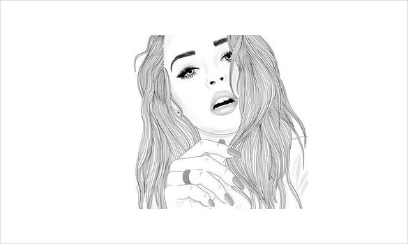 585x350 Cool Drawings Free Pdf, Format Download Free Premium - Girl Drawing Template