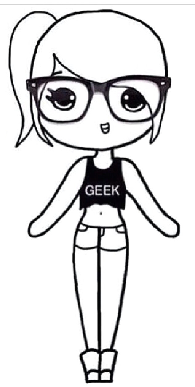 634x1252 drawing of a cute girl easy geek girl template chibi troller us - Girl Drawing Template