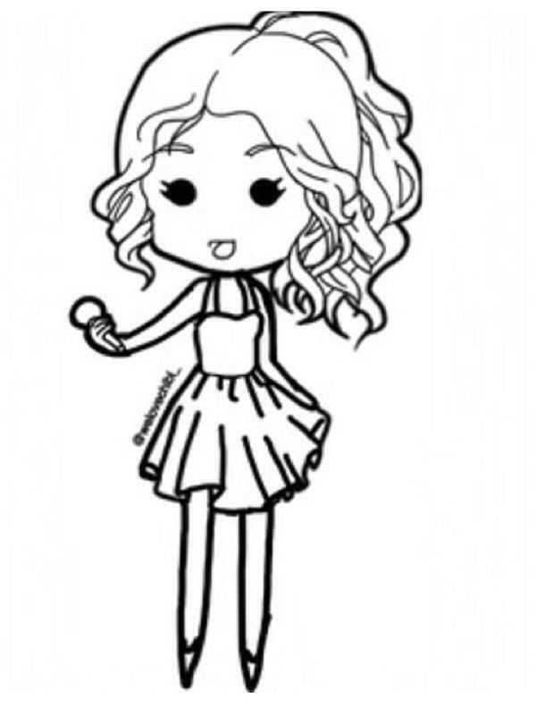 600x800 Chibi Girl Stencil - Girl Drawing Template