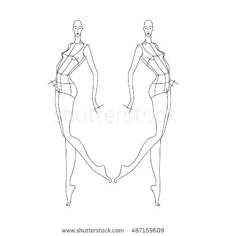 450x470 Model Drawing Templates - Girl Drawing Template