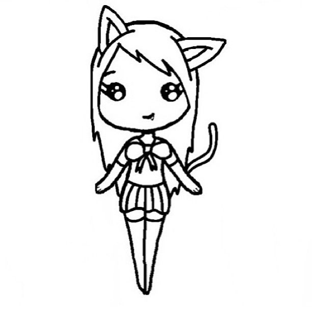 612x612 Chibi Template - Girl Drawing Template