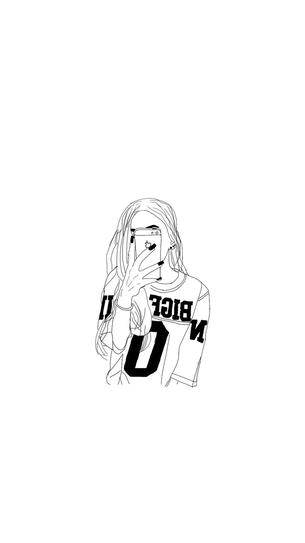 305x543 Art Girls Outline Drawings Iphone Wallpaper Free Download - Girl Drawing Wallpaper