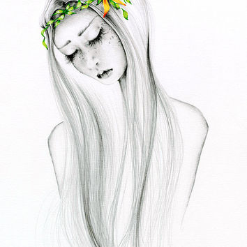 354x354 watercolor painting pencil drawing from a bit of whimsy i - Girl Drawing Watercolor