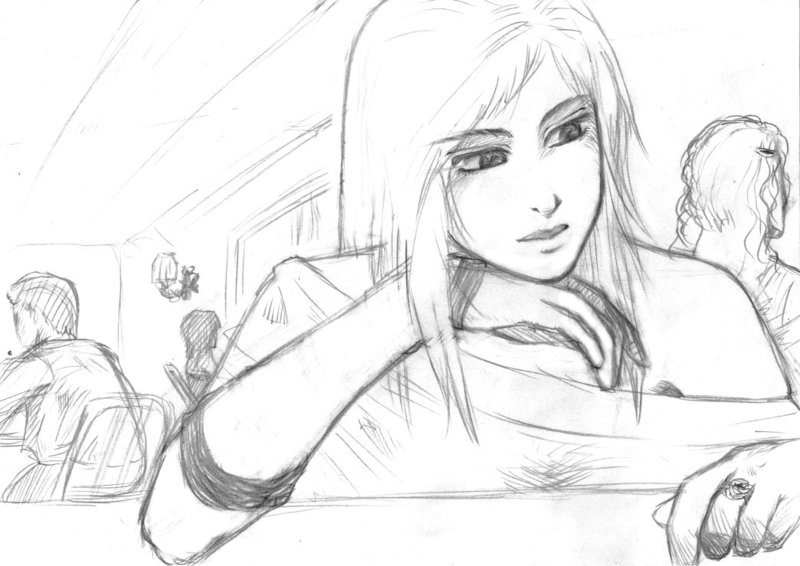 Girl Dreaming Drawing