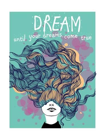 366x488 freehand vector drawing - Girl Dreaming Drawing