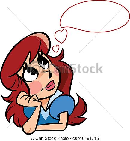 434x470 girl dreaming of love the illustration shows a girl who dreams o - Girl Dreaming Drawing