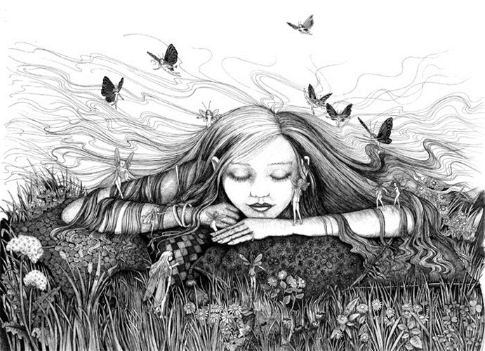 Girl Dreaming Drawing at Explore collection of