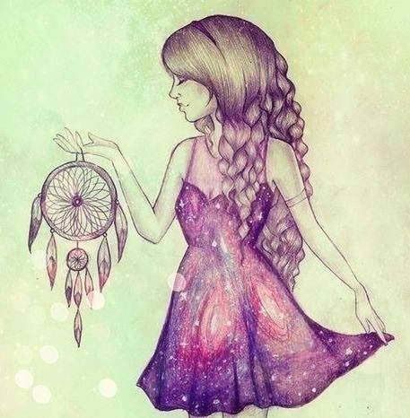 457x466 girl holding a dream catcher drawing artsy fartsy art, dream - Girl Dreaming Drawing
