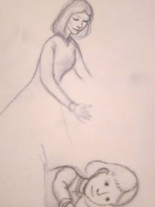 225x300 Garth Williams Sketch For Little Giant Girl And The Elf Boy - Girl Elf Drawing