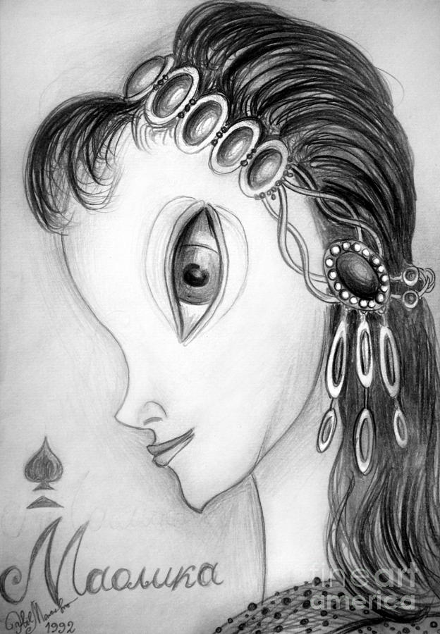 624x900 Space Alien Girl With Big Eyes Drawing - Girl Eyes Drawing