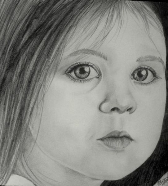 542x599 Pencil Sketches And Drawings How To Draw A Young Girl's Face - Girl Face Drawing
