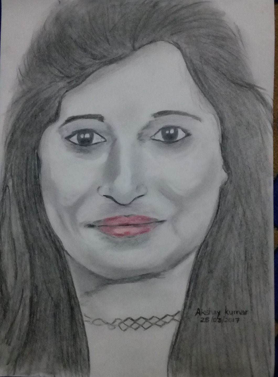 1060x1440 Akshay Kumar Pencil Sketch Of Indian Girl Smiling Face - Girl Face Drawing