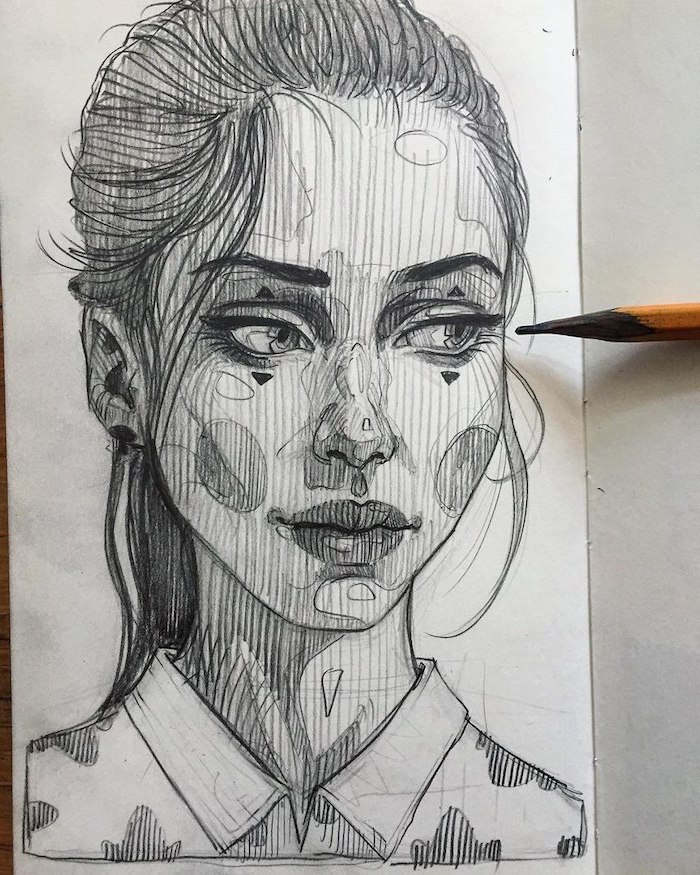 Self Portrait Drawing Girl Easy