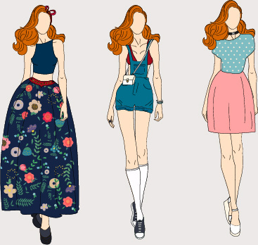 367x348 Fashion Figure Drawing Free Vector Download - Girl Fashion Drawing