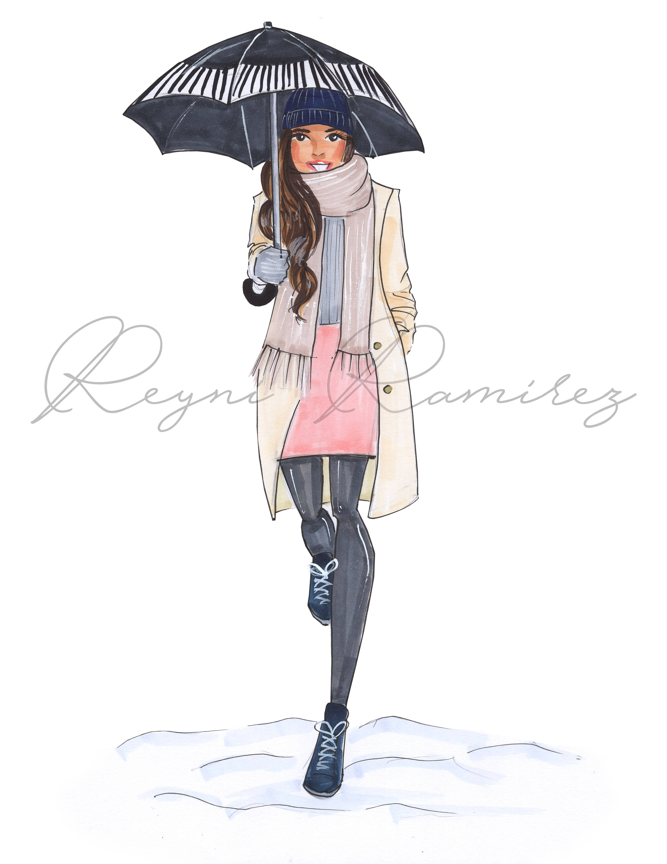 2317x3000 fashion illustration fashion wall art fashion poster winter etsy - Girl Fashion Drawing