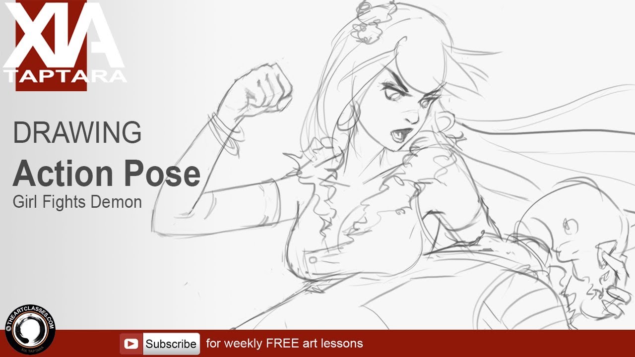 1280x720 Drawing Action Pose Tutorial Girl Fighting From Live Stream - Girl Fighting Drawing