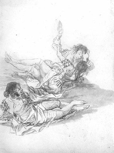 400x538 francisco de goya drawings - Girl Fighting Drawing