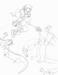 196x250 Girl Fighting - Girl Fighting Drawing