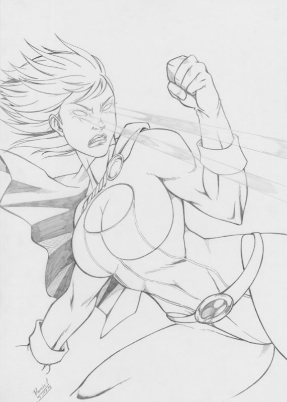 571x800 Power Girl Fighting With Heat Vision, In Stan Reed's Power Girl - Girl Fighting Drawing