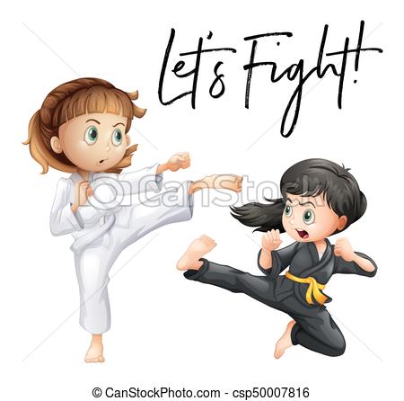 450x446 Word Expression For Let's Fight With Two Girls Fighting Illustration - Girl Fighting Drawing