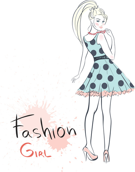 472x600 Hand Drawn Fashion Girls Vector Free Vector In Encapsulated - Girl Hand Drawing