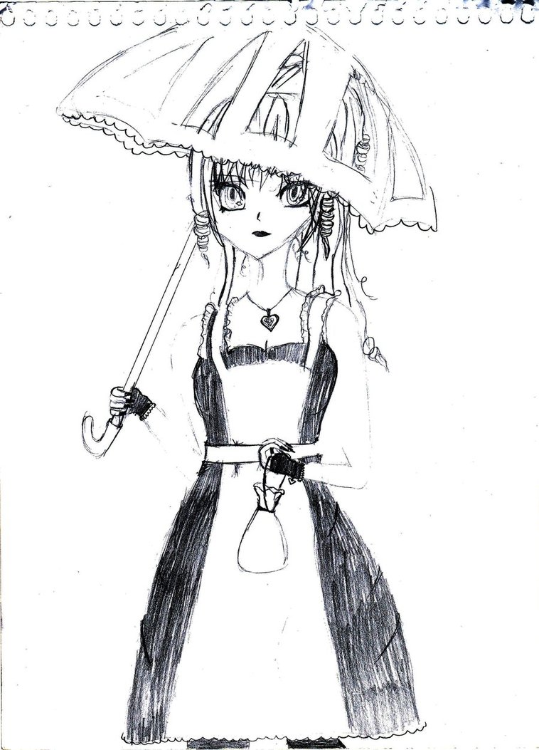 758x1053 Huge Collection Of 'girl Holding Umbrella Drawing' Download More - Girl Holding Umbrella Drawing