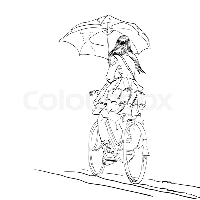 800x800 Sport Drawing - Girl Holding Umbrella Drawing