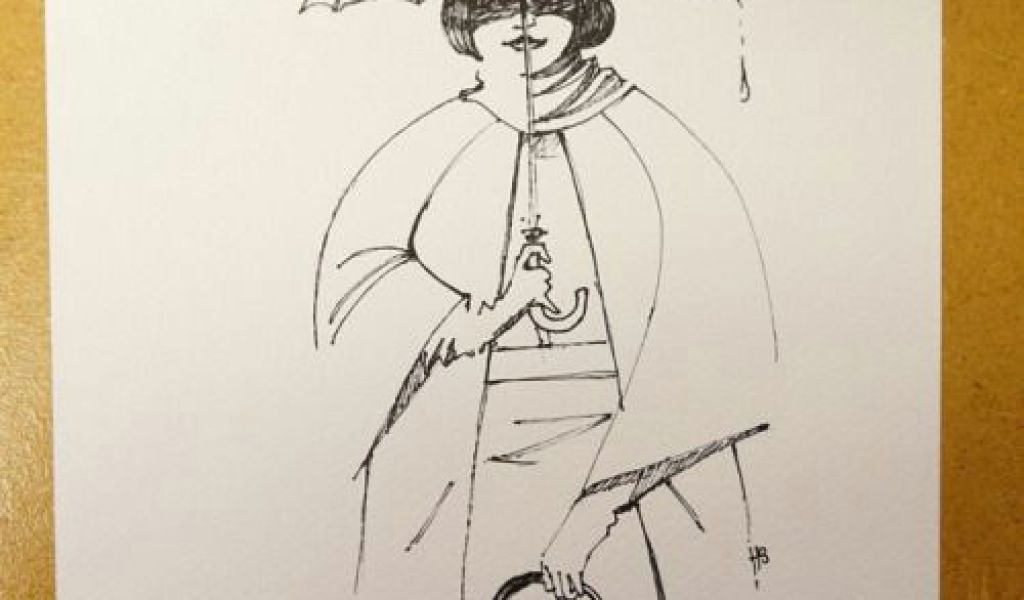 1024x600 drawing of a girl holding umbrella girl holding umbrella fineliner - Girl Holding Umbrella Drawing