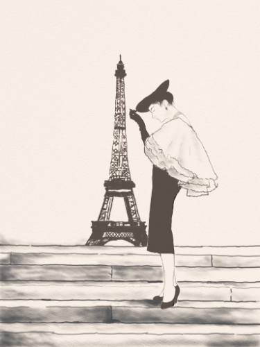 375x500 From Paris With Love Drawing - Girl In Paris Drawing