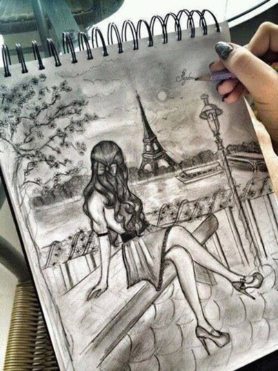 403x537 Girl In Paris Artwork Sketch Art - Girl In Paris Drawing