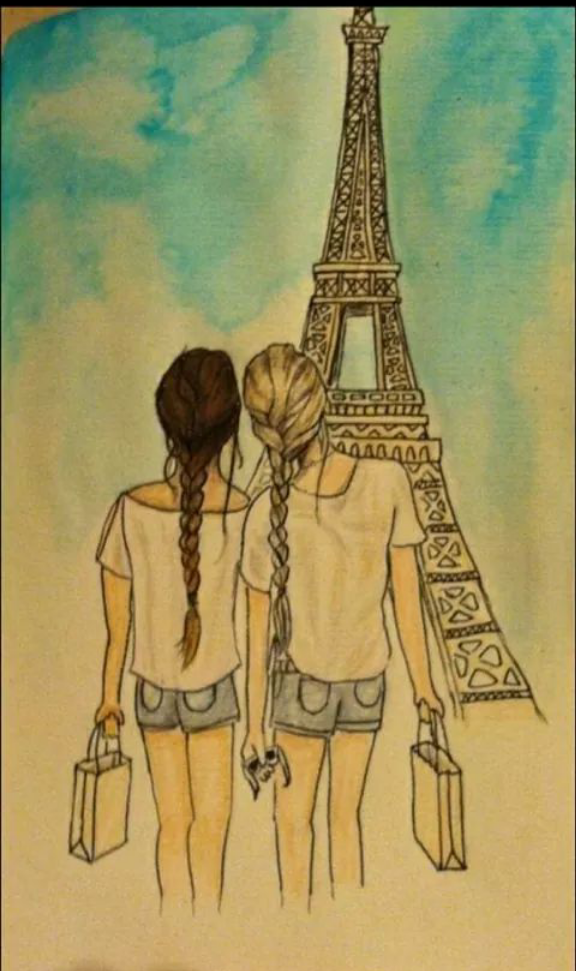 576x971 to be young in paris la girl drawings bff - Girl In Paris Drawing