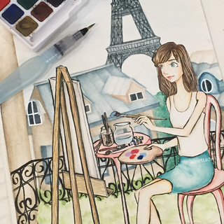 320x320 A Little Close Up Shot - Girl In Paris Drawing