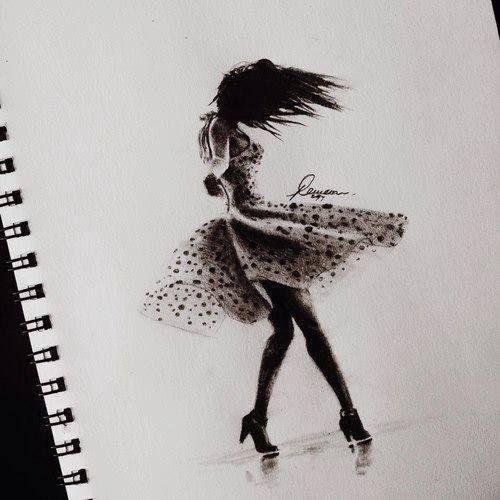 500x500 Image About Girl - Girl In Rain Drawing