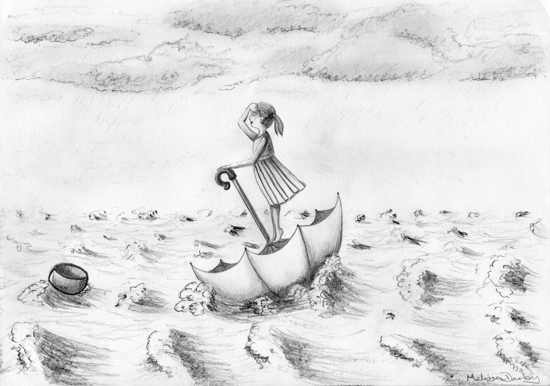 1926x1350 Rain Drawing Free Download - Girl In Rain Drawing