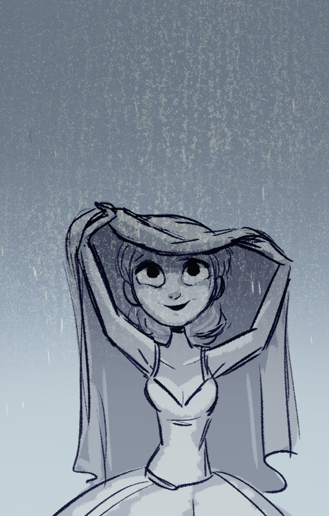 479x750 Raining! - Girl In Rain Drawing