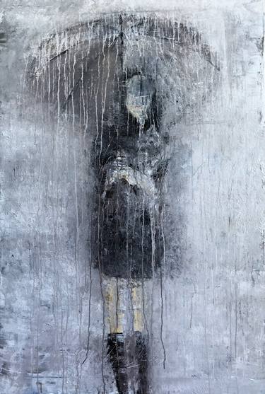 375x557 Abstract Girl In The Rain Painting - Girl In Rain Drawing