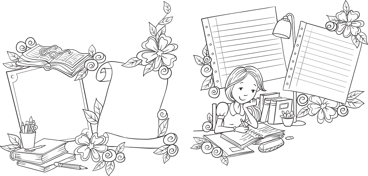 1200x575 Line Art Girl De Bezenac - Girl Line Drawing